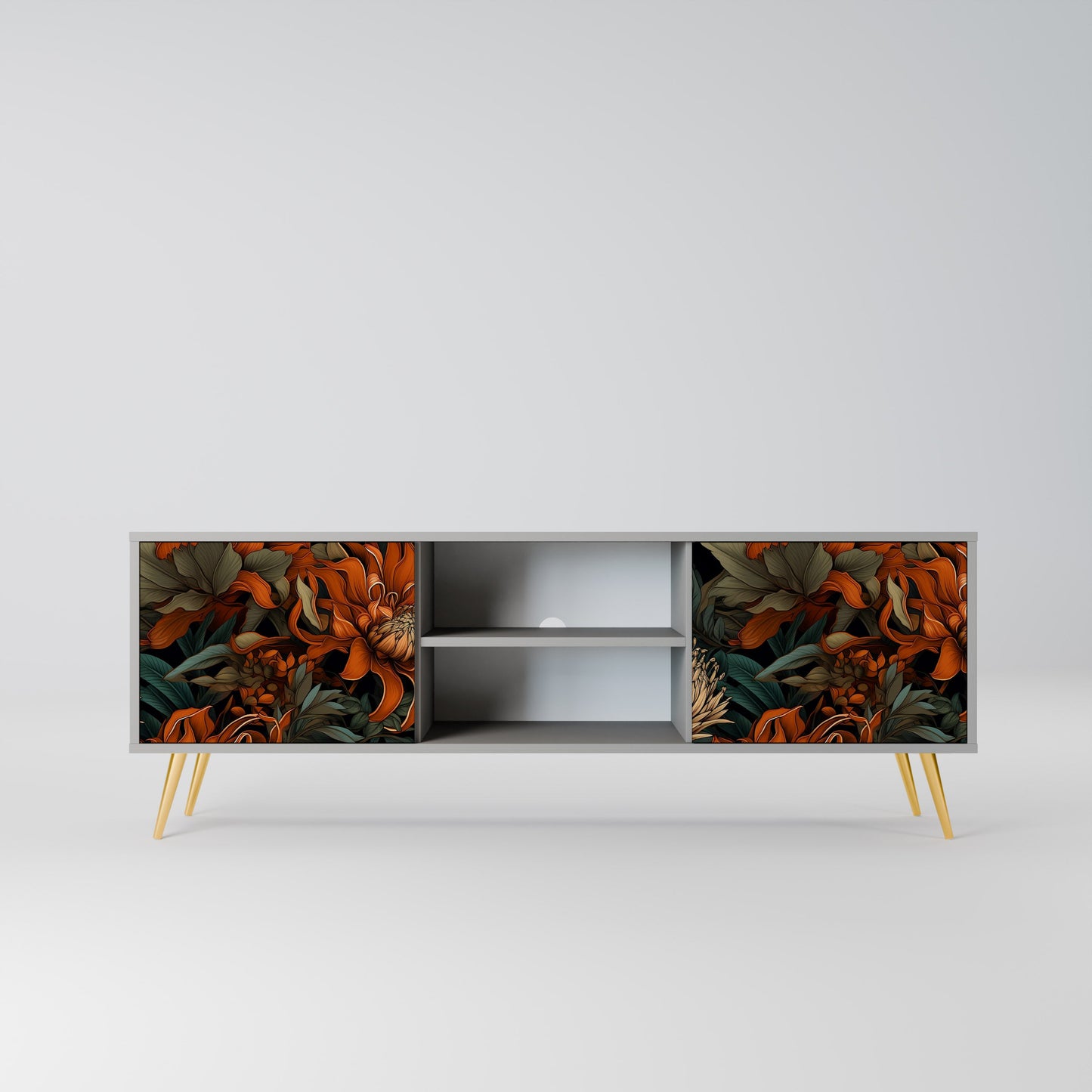 DAWN BLOOM 2-Door TV Stand in Grey Finish