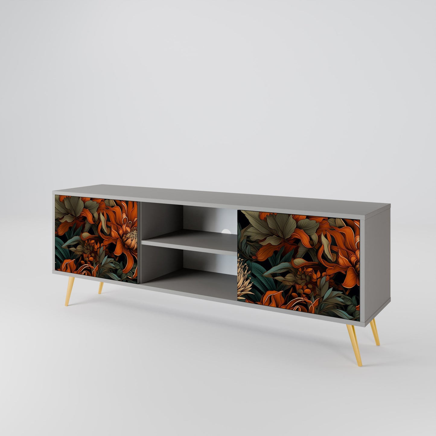 DAWN BLOOM 2-Door TV Stand in Grey Finish