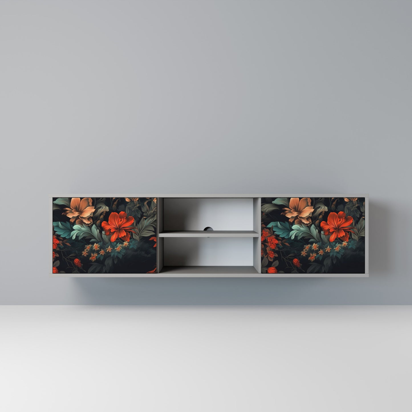 IMAGINARY BLOSSOM 2-Door TV Stand in Grey Finish