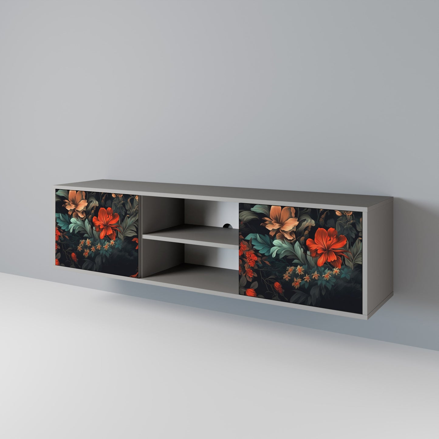 IMAGINARY BLOSSOM 2-Door TV Stand in Grey Finish