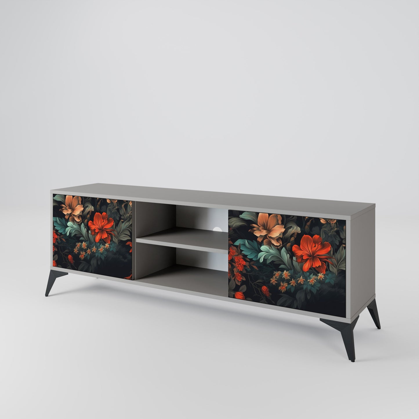 IMAGINARY BLOSSOM 2-Door TV Stand in Grey Finish