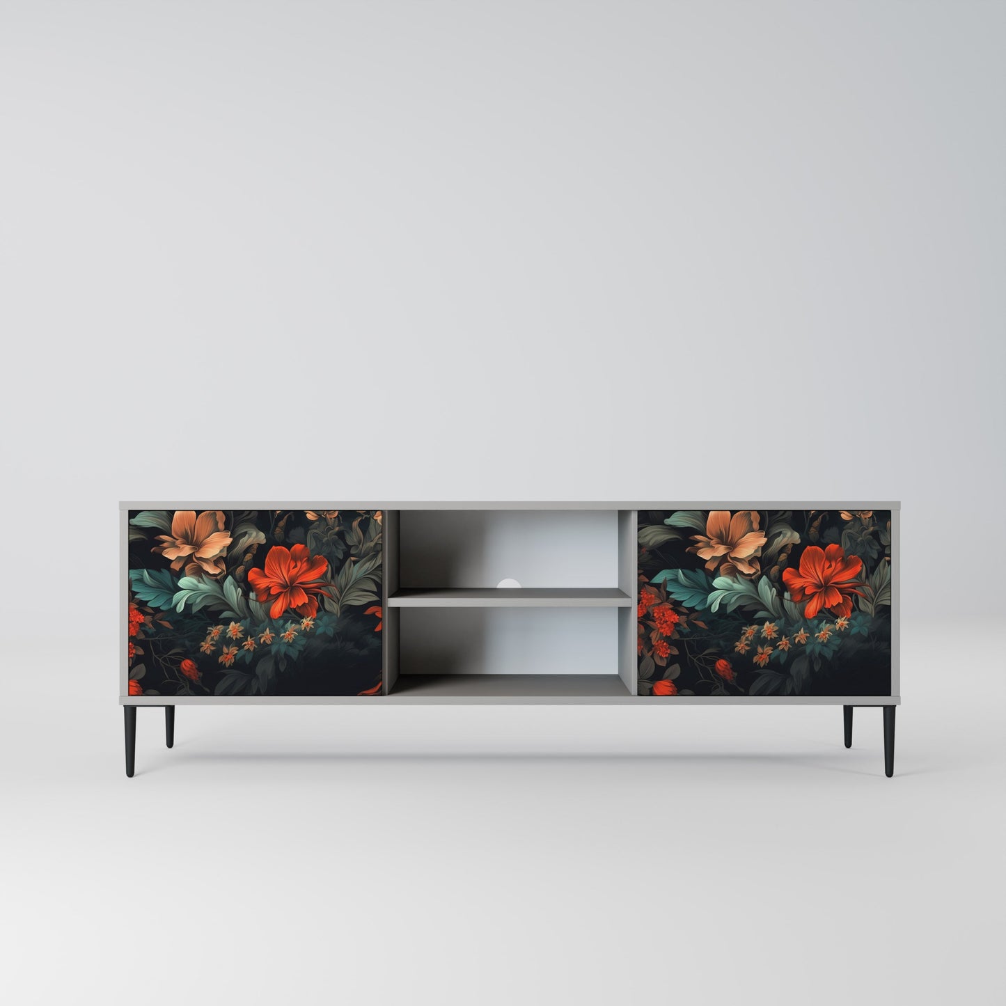 IMAGINARY BLOSSOM 2-Door TV Stand in Grey Finish