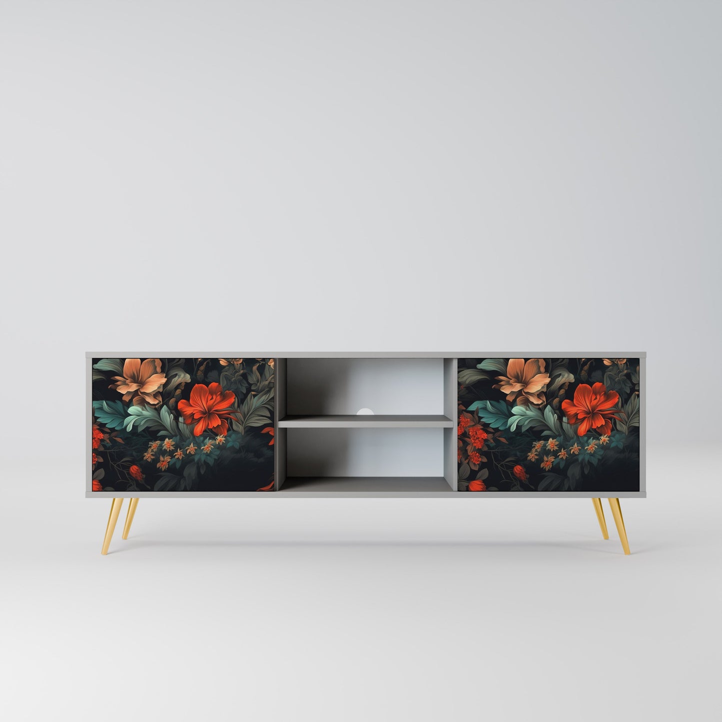 IMAGINARY BLOSSOM 2-Door TV Stand in Grey Finish
