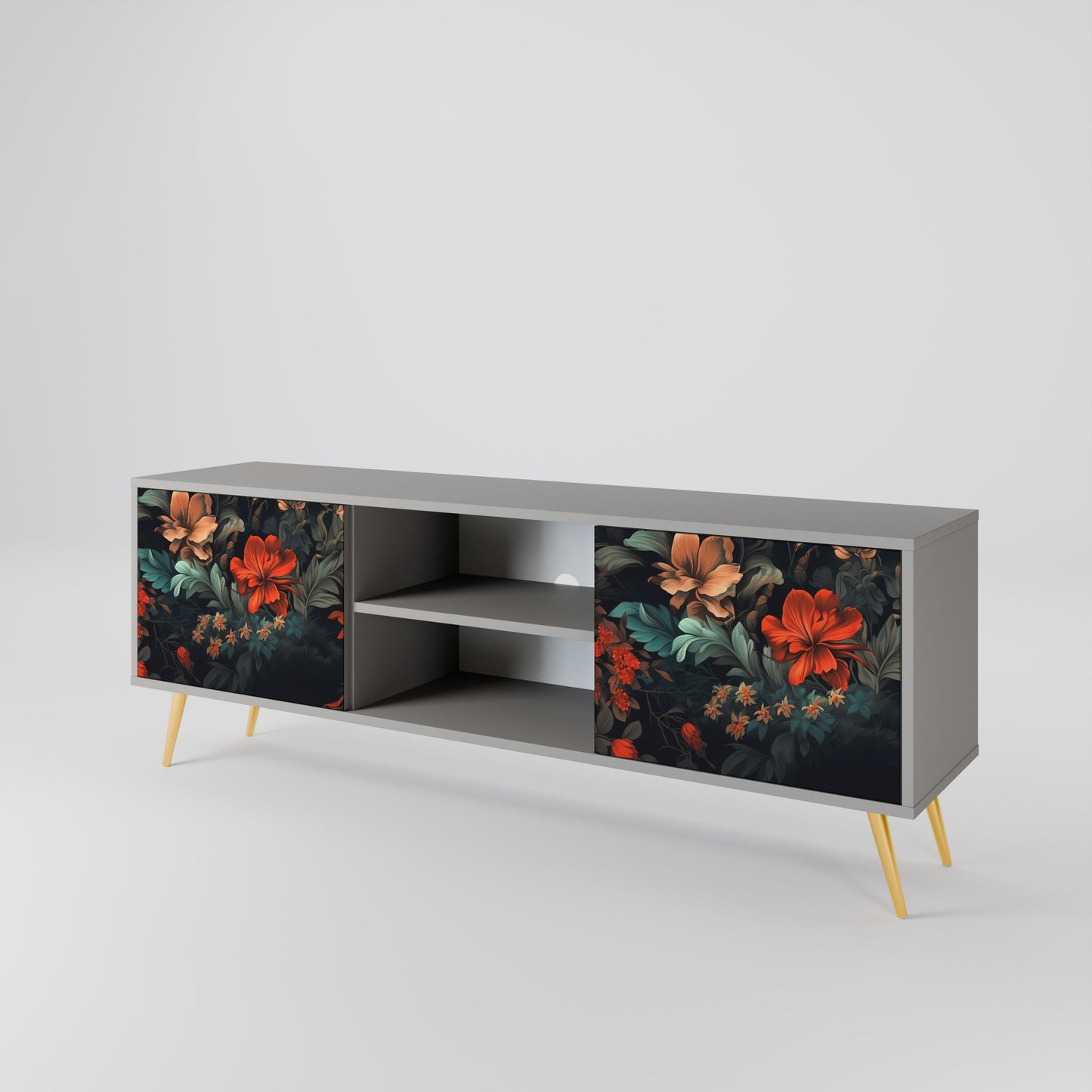 IMAGINARY BLOSSOM 2-Door TV Stand in Grey Finish