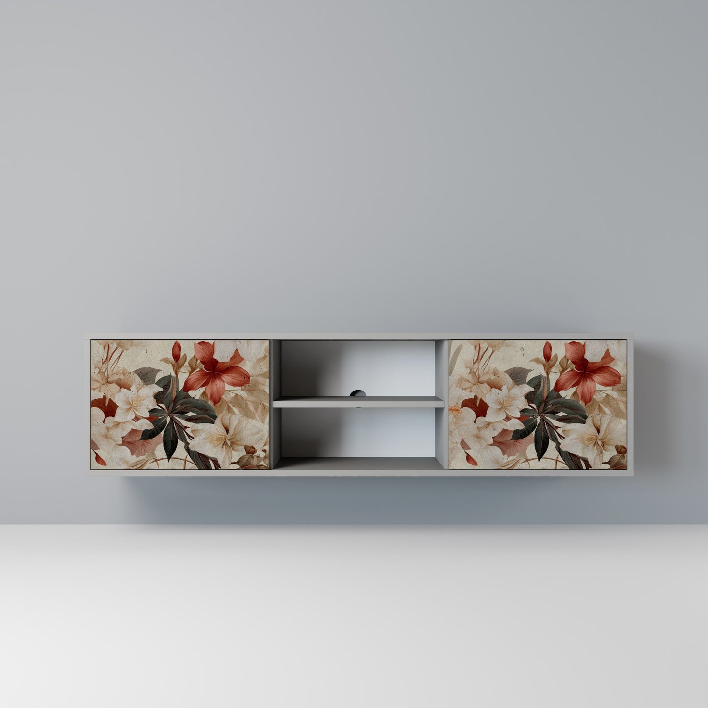 PETAL HARMONY 2-Door TV Stand in Grey Finish