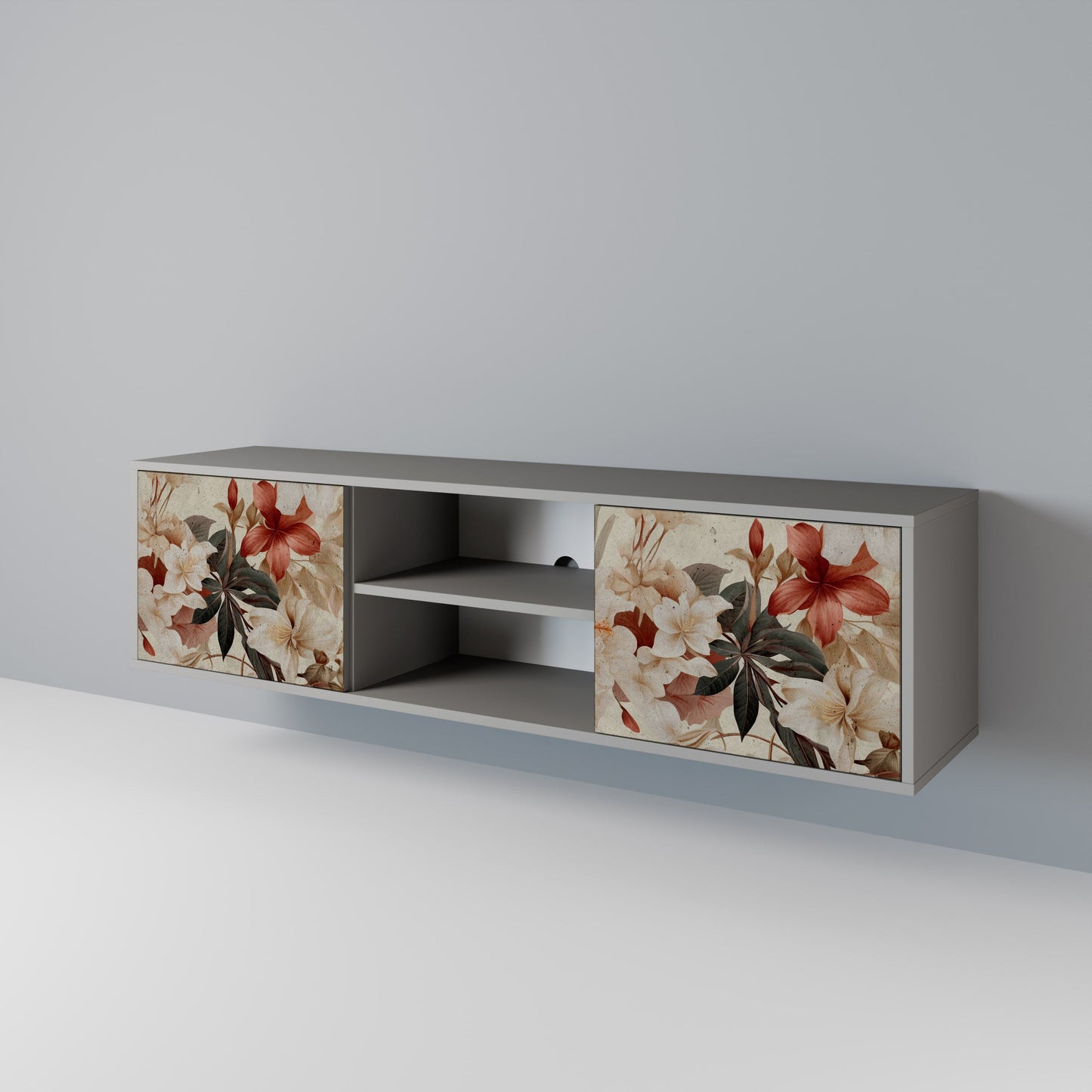 PETAL HARMONY 2-Door TV Stand in Grey Finish