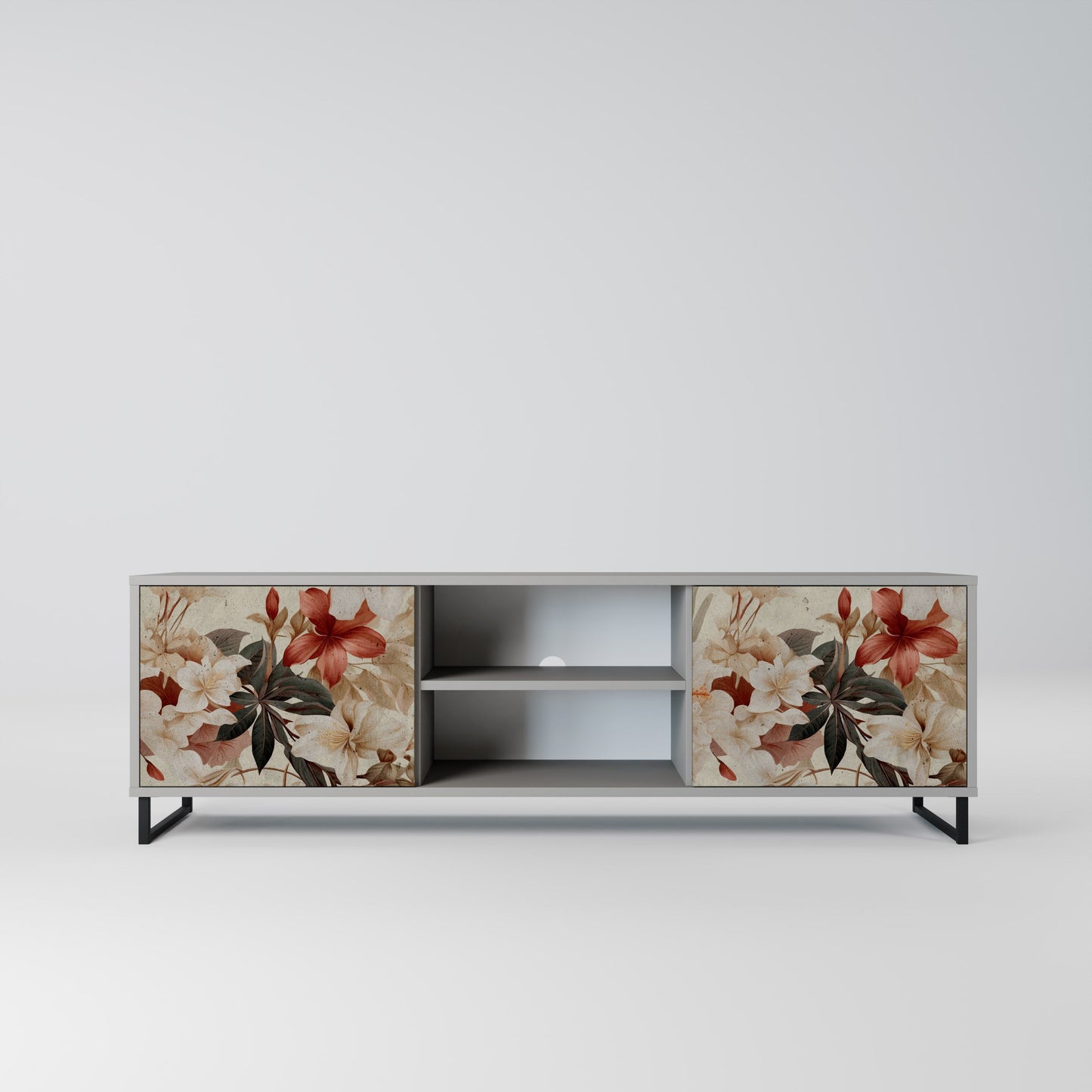PETAL HARMONY 2-Door TV Stand in Grey Finish