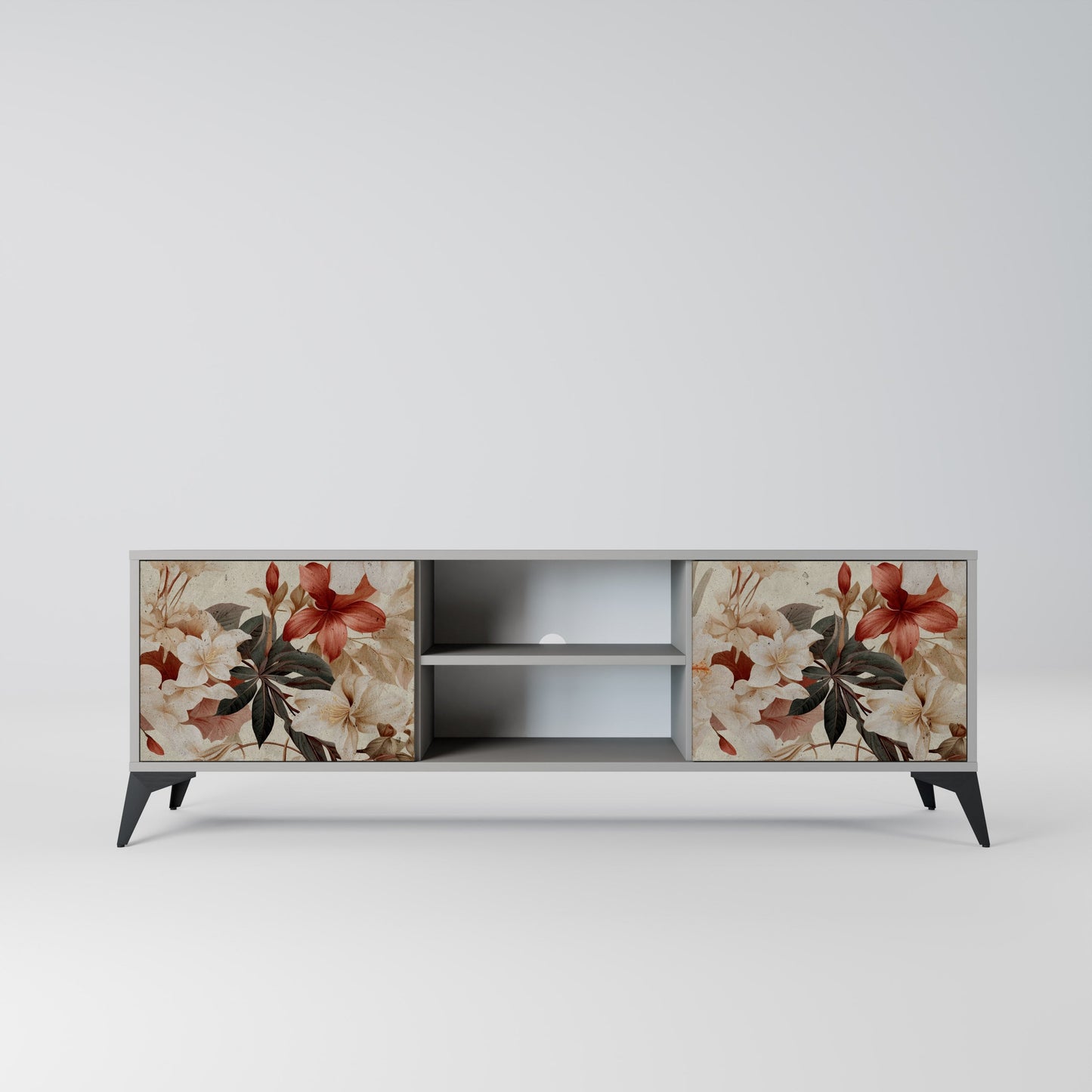 PETAL HARMONY 2-Door TV Stand in Grey Finish