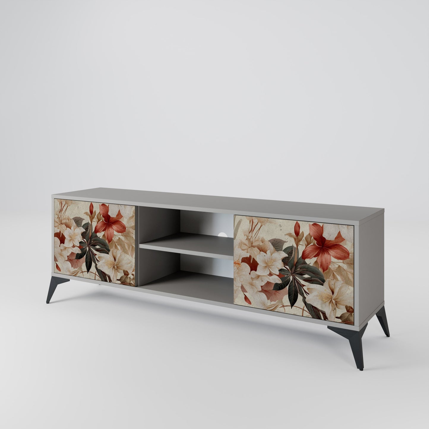 PETAL HARMONY 2-Door TV Stand in Grey Finish