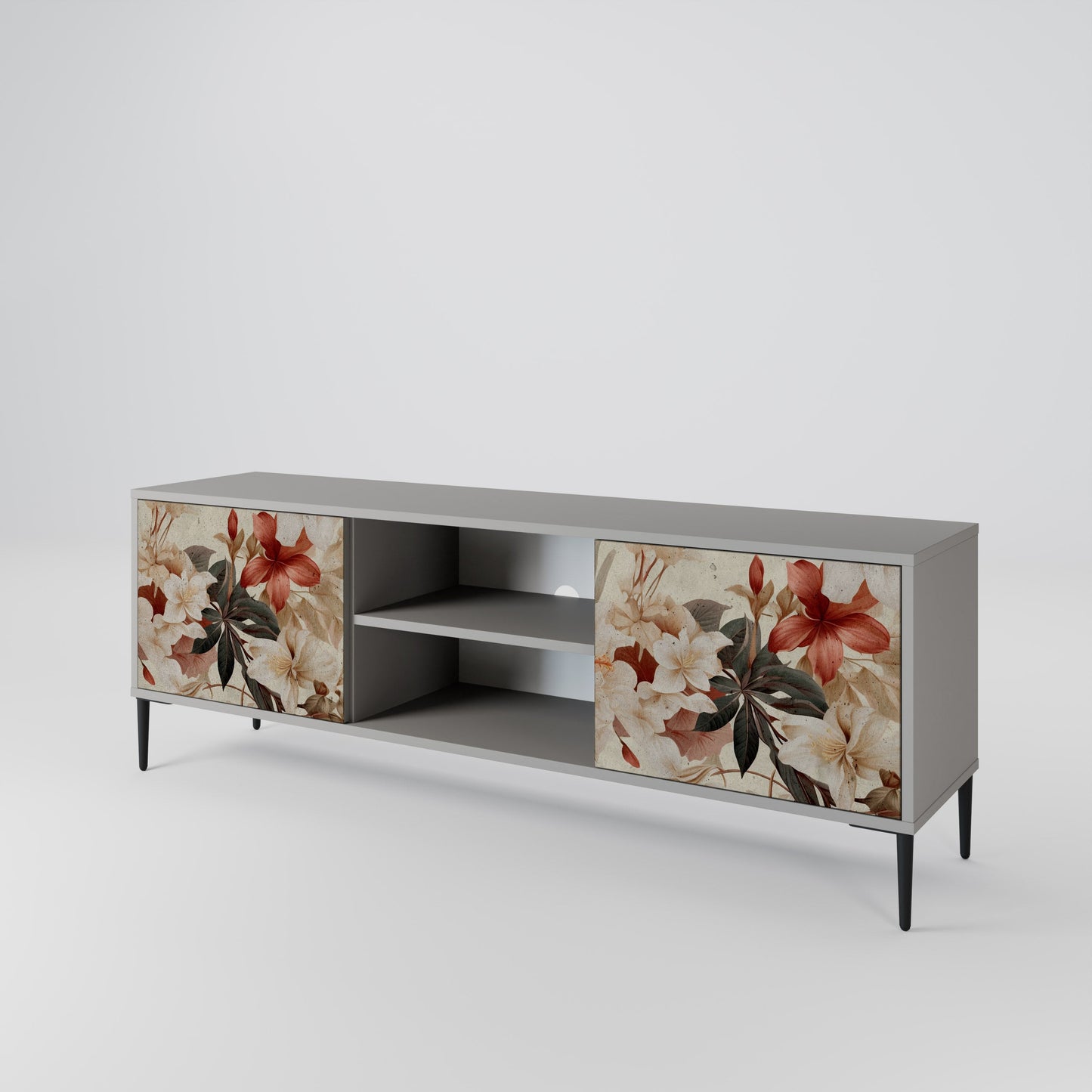 PETAL HARMONY 2-Door TV Stand in Grey Finish