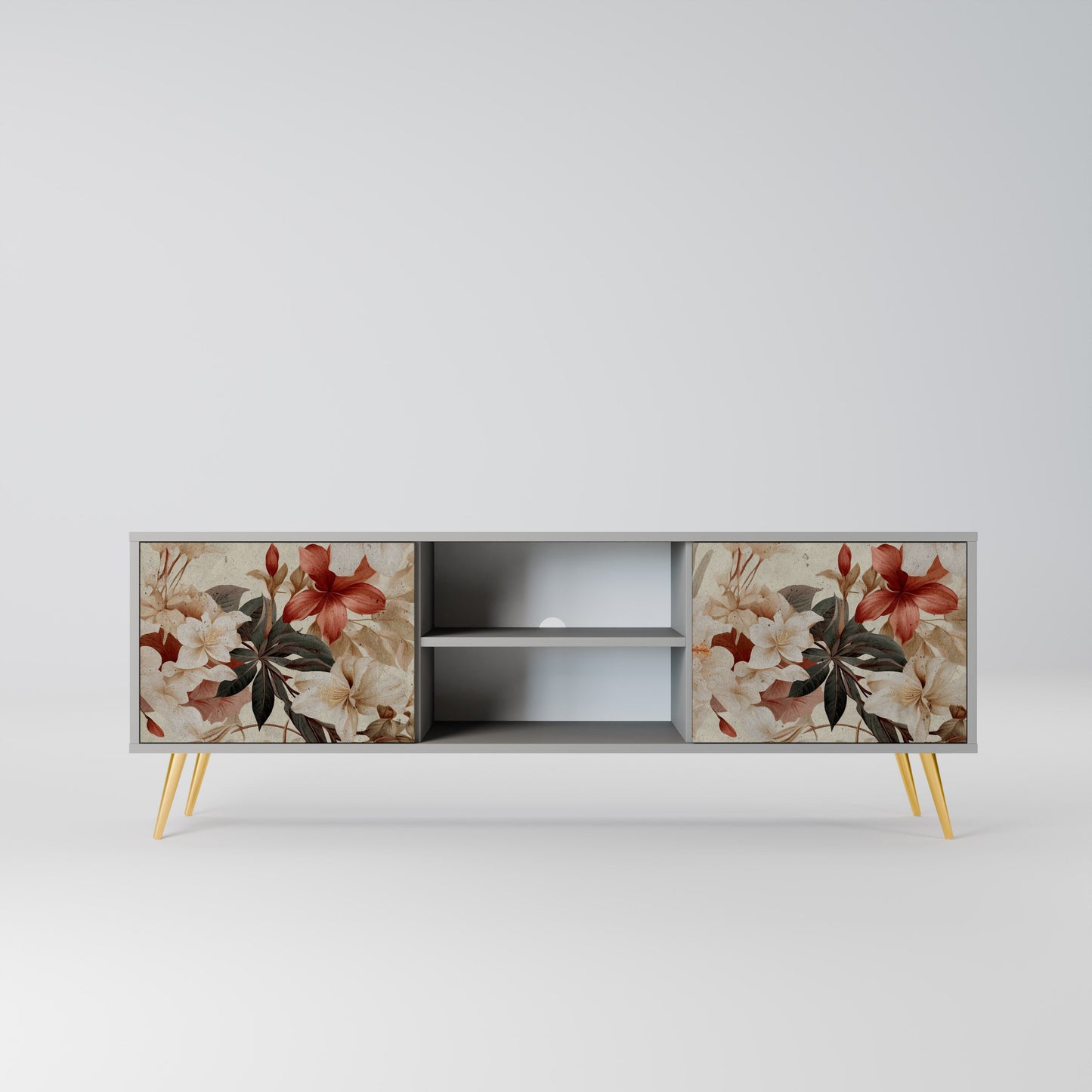 PETAL HARMONY 2-Door TV Stand in Grey Finish