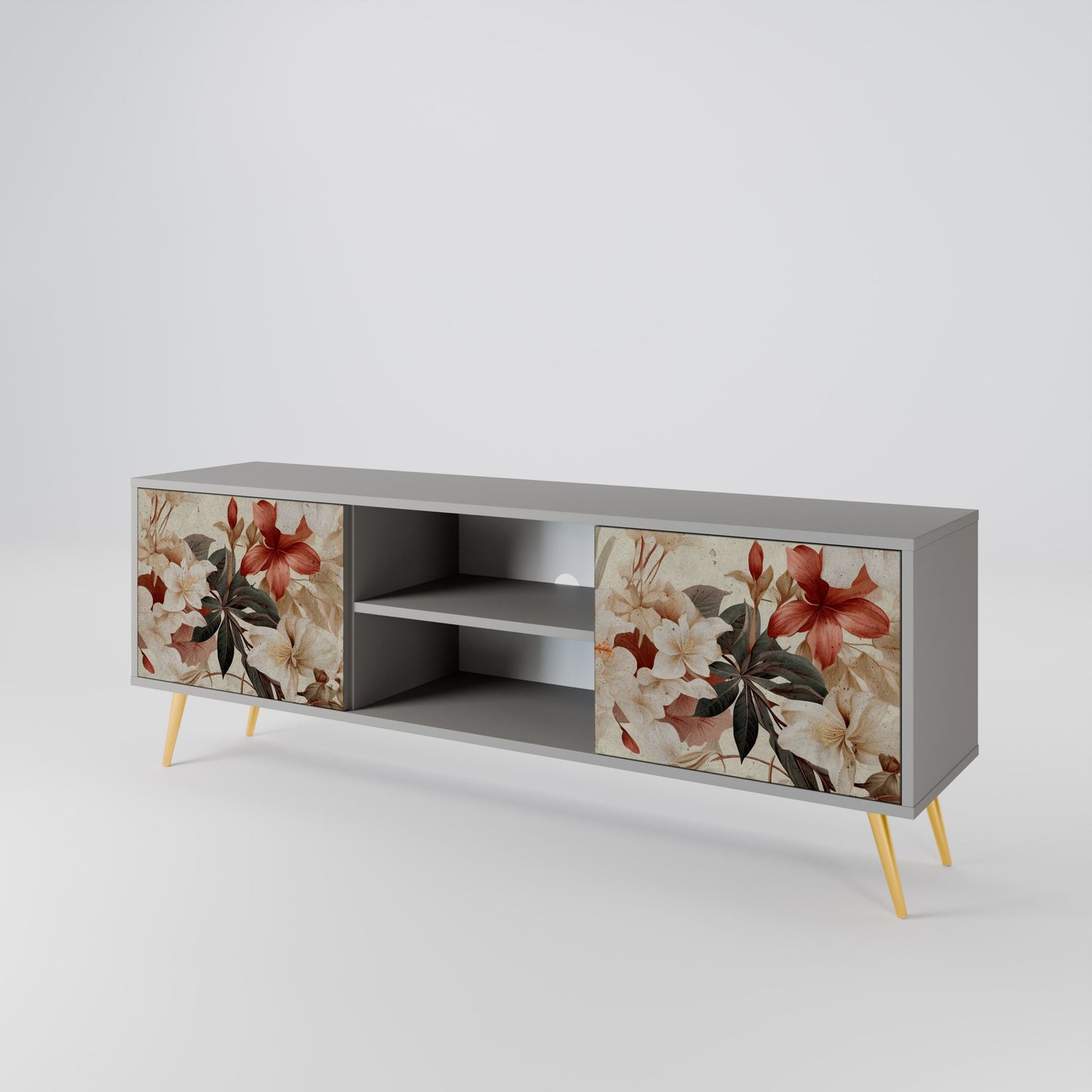 PETAL HARMONY 2-Door TV Stand in Grey Finish