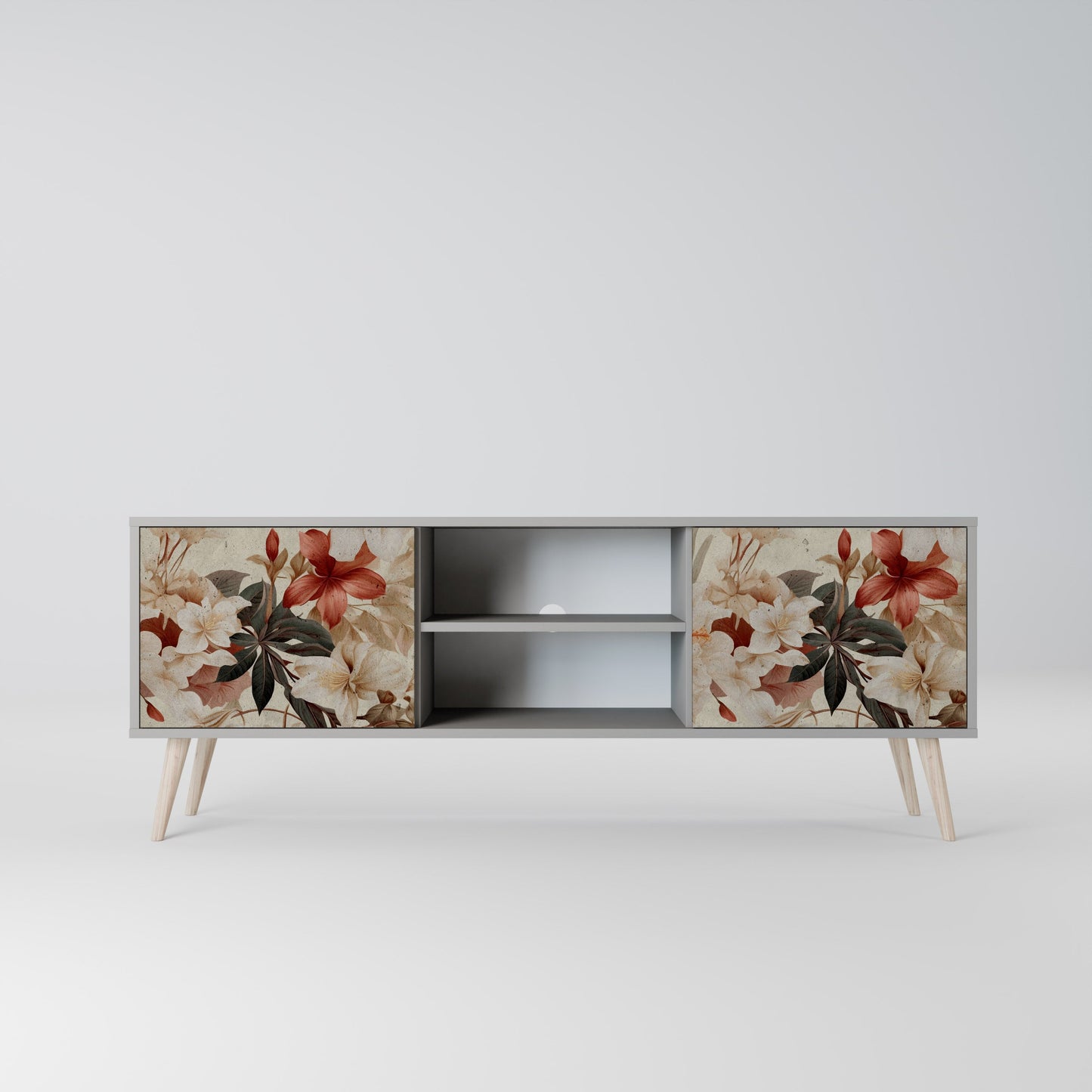PETAL HARMONY 2-Door TV Stand in Grey Finish