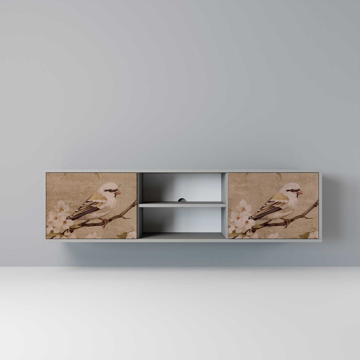 PETAL DISTINGUISH 2-Door TV Stand in Grey Finish