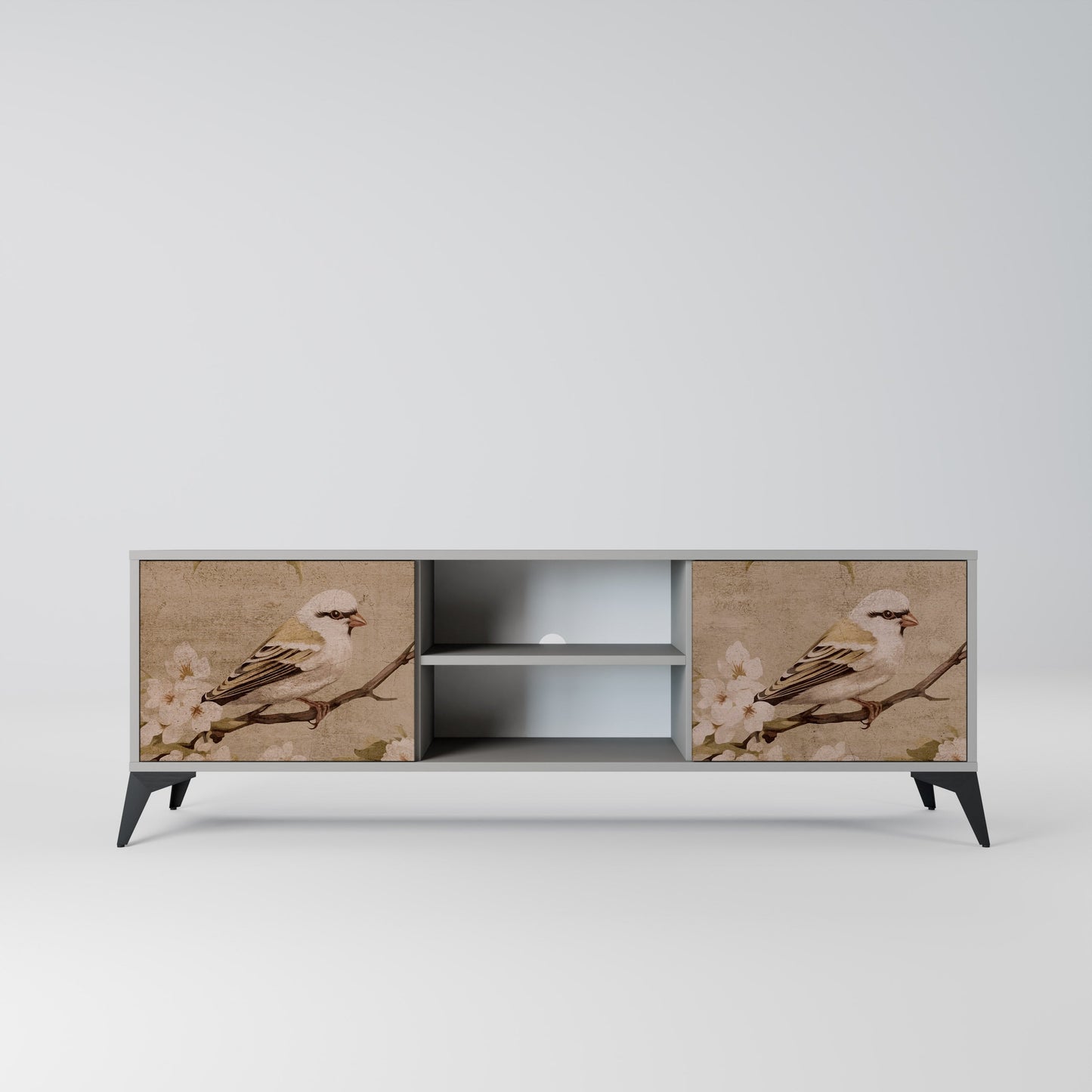 PETAL DISTINGUISH 2-Door TV Stand in Grey Finish