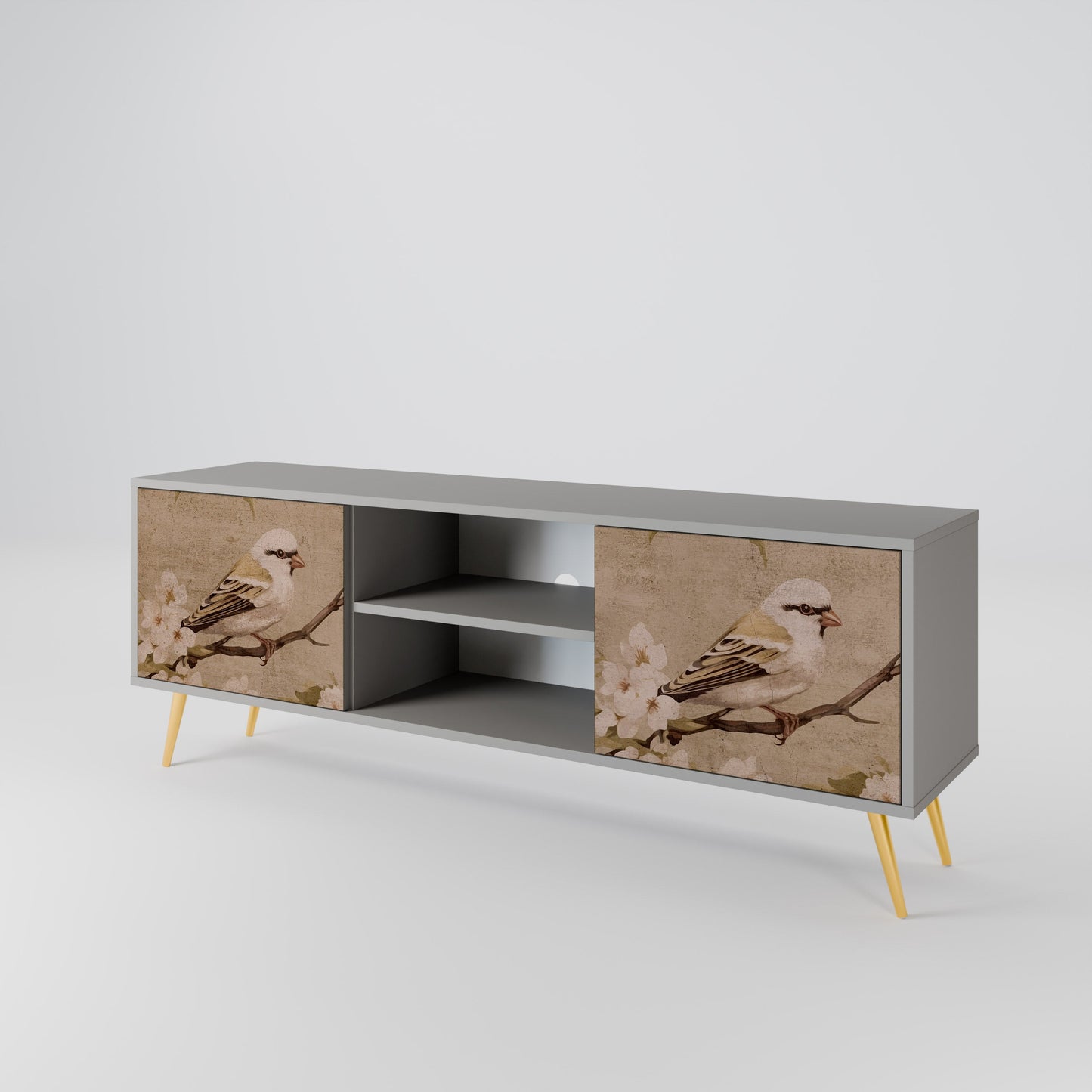 PETAL DISTINGUISH 2-Door TV Stand in Grey Finish