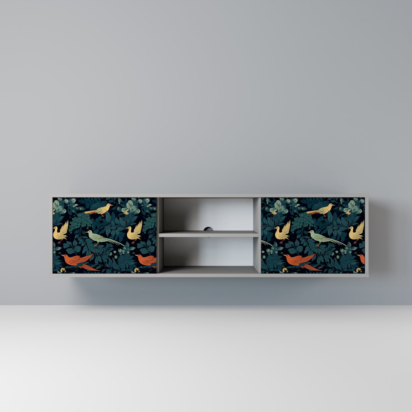 FOWL ORNAMENT 2-Door TV Stand in Grey Finish