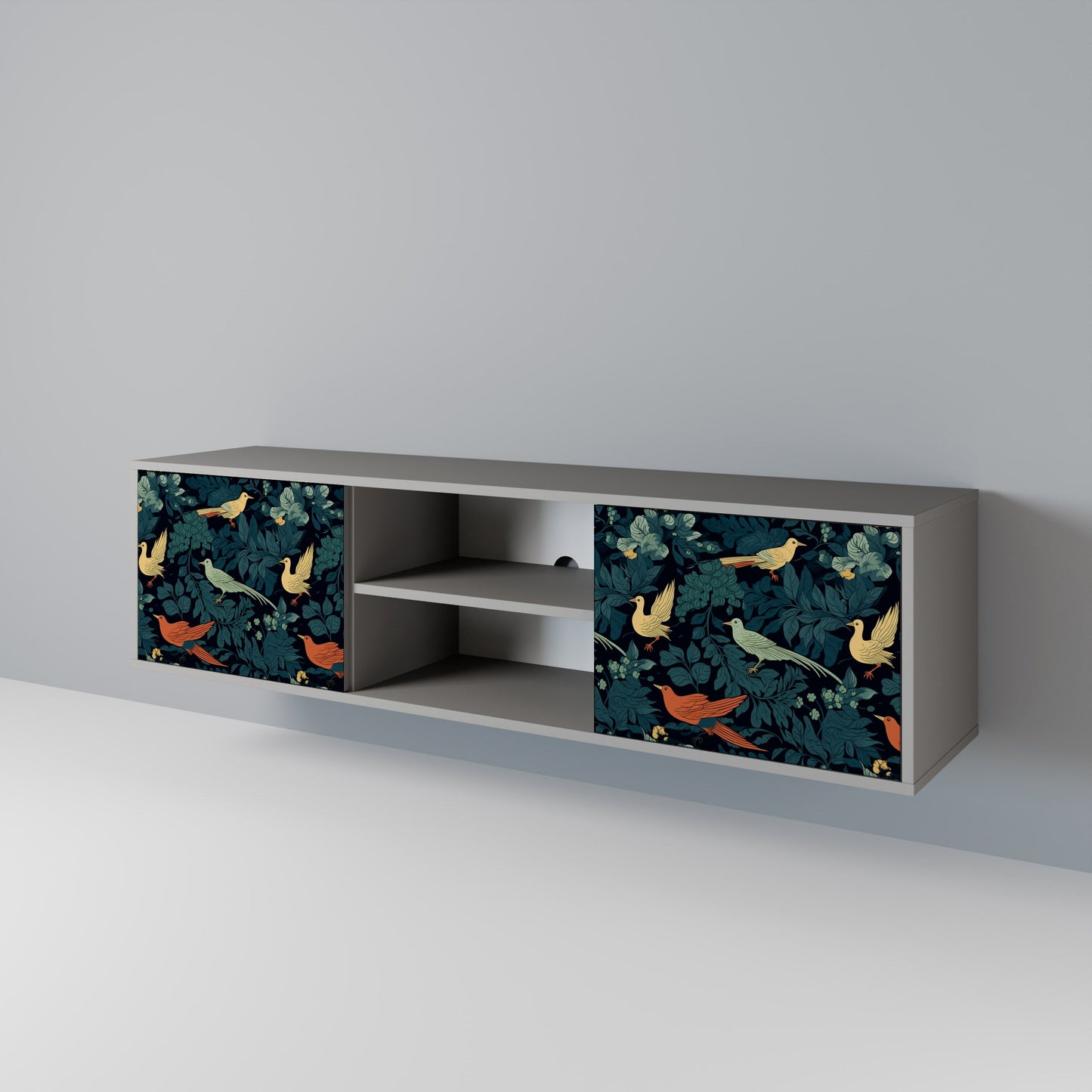 FOWL ORNAMENT 2-Door TV Stand in Grey Finish