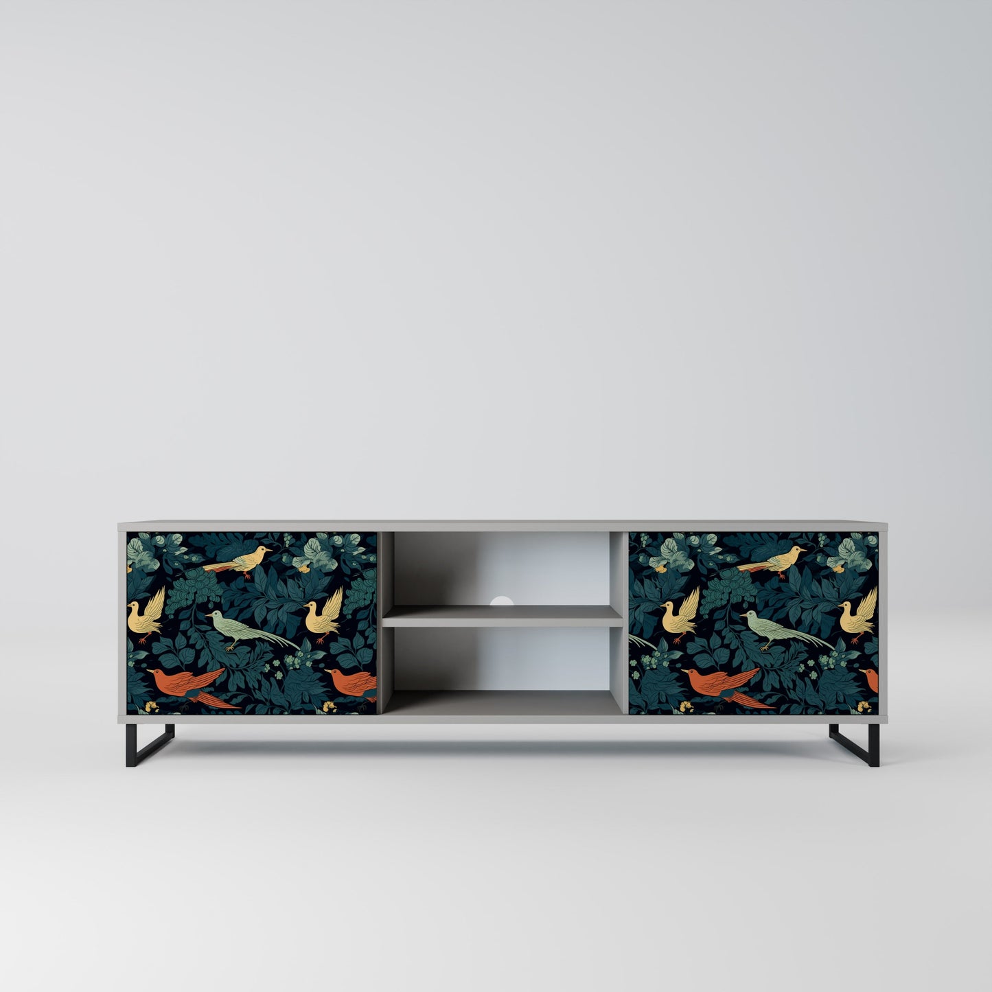 FOWL ORNAMENT 2-Door TV Stand in Grey Finish