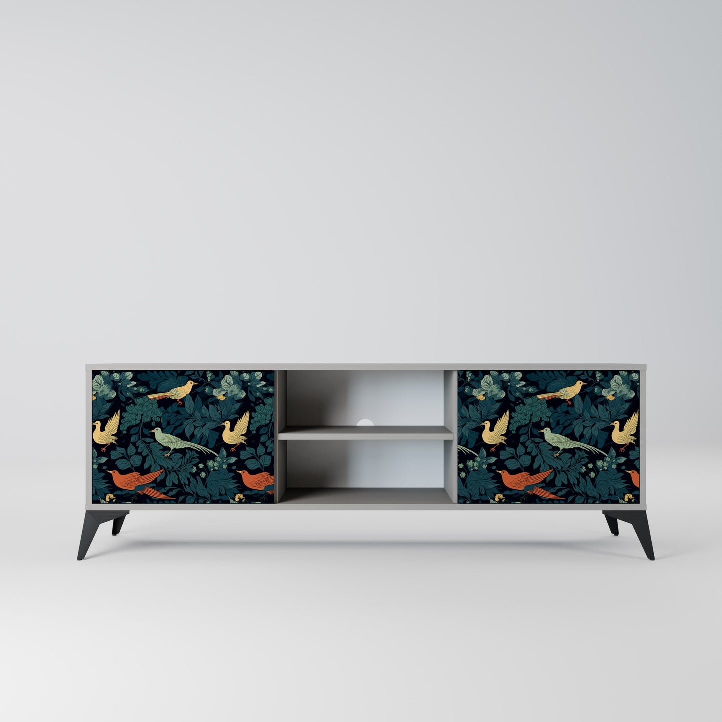 FOWL ORNAMENT 2-Door TV Stand in Grey Finish