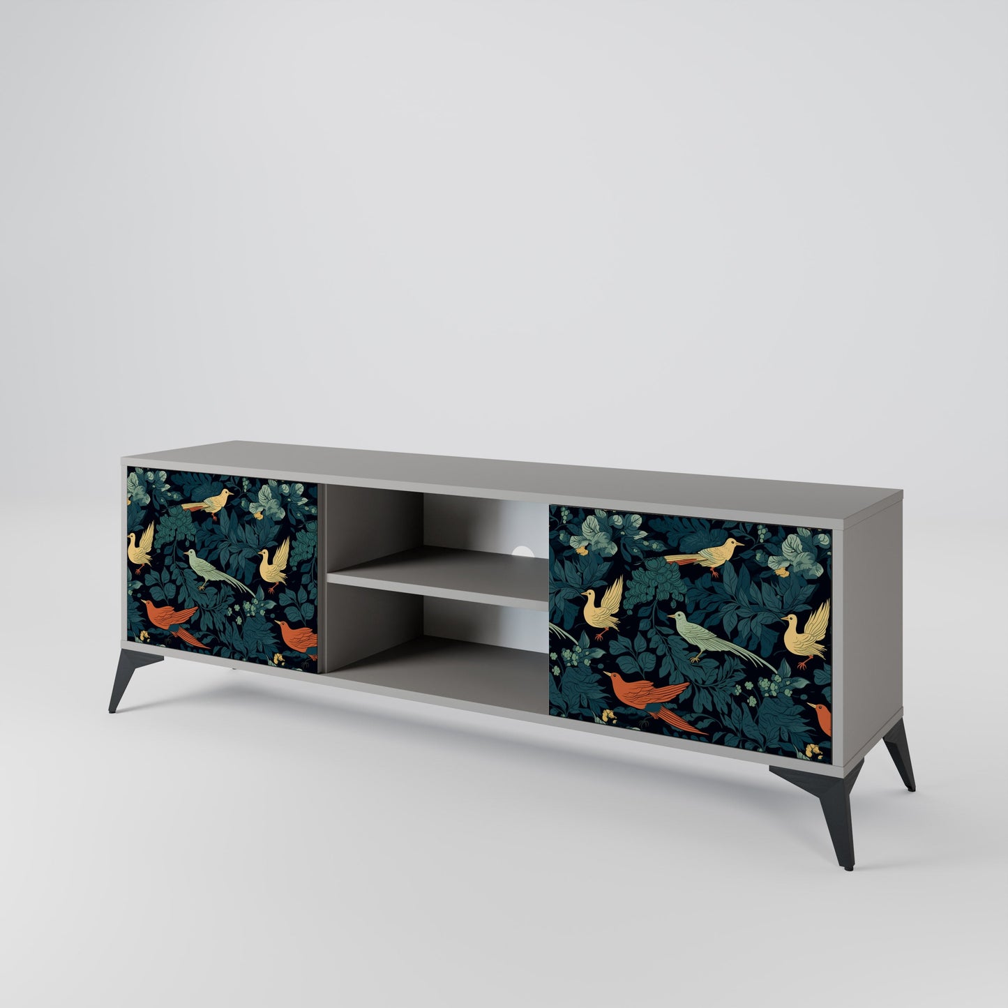 FOWL ORNAMENT 2-Door TV Stand in Grey Finish