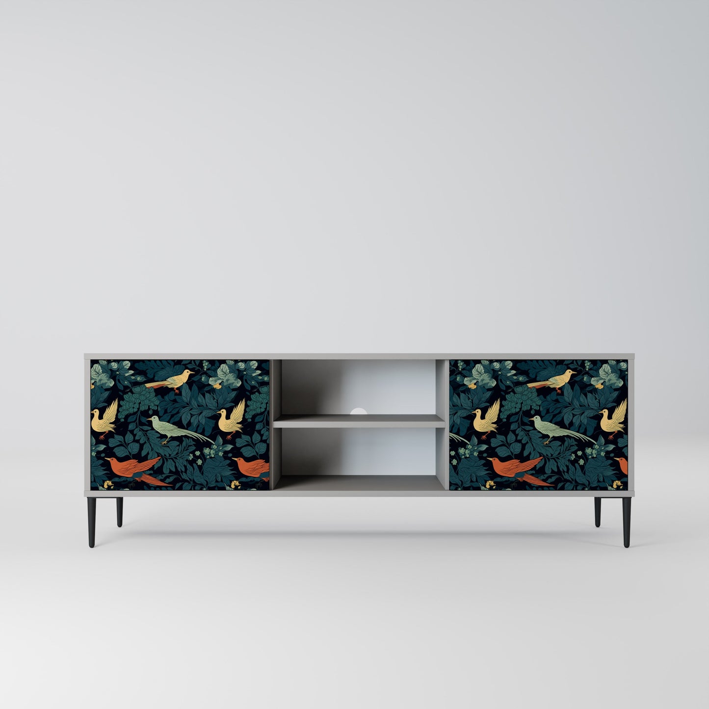 FOWL ORNAMENT 2-Door TV Stand in Grey Finish