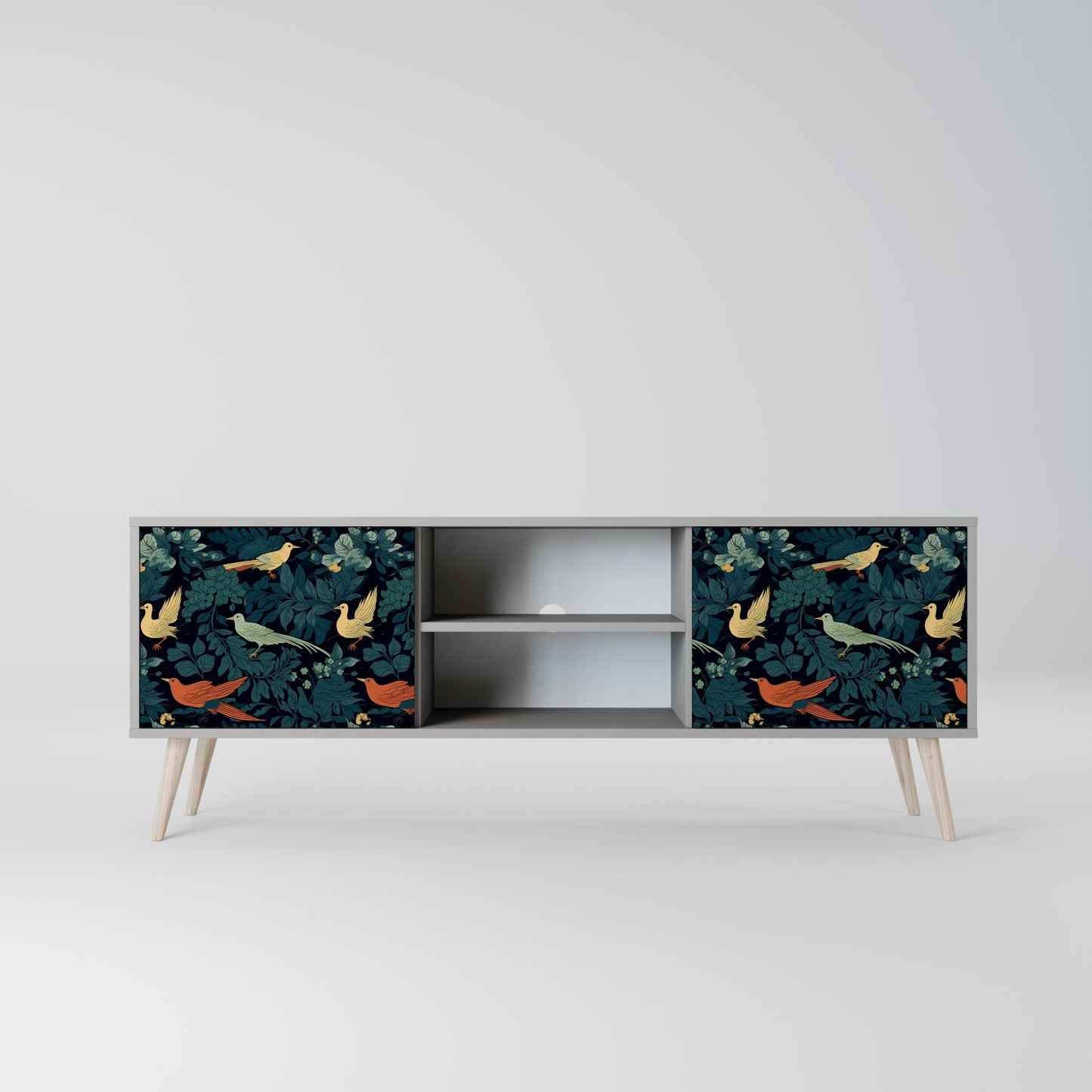 FOWL ORNAMENT 2-Door TV Stand in Grey Finish