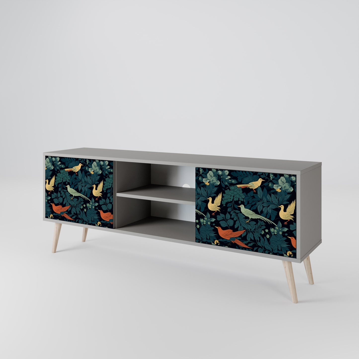 FOWL ORNAMENT 2-Door TV Stand in Grey Finish