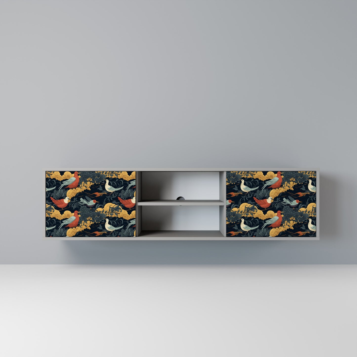 FOWLY DAZE 2-Door TV Stand in Grey Finish