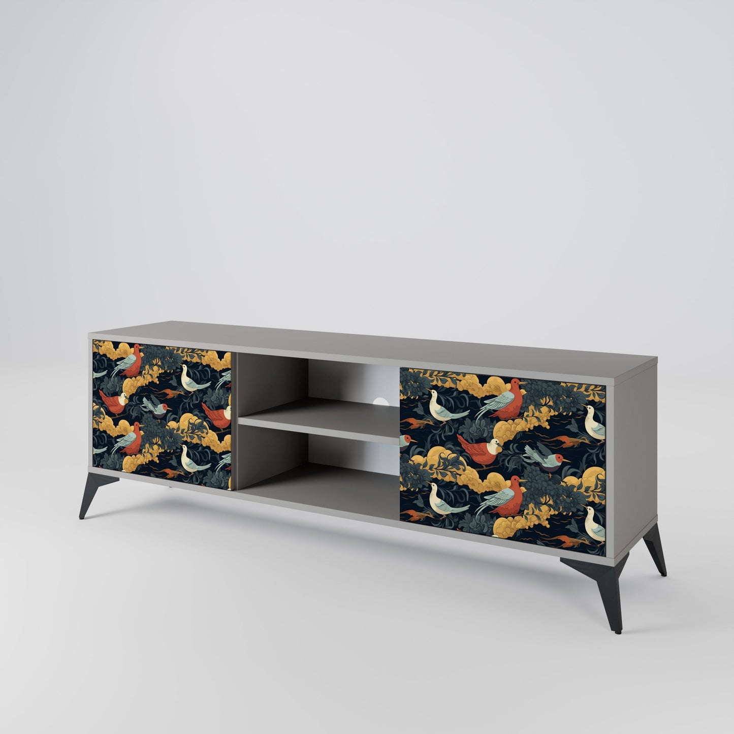 FOWLY DAZE 2-Door TV Stand in Grey Finish