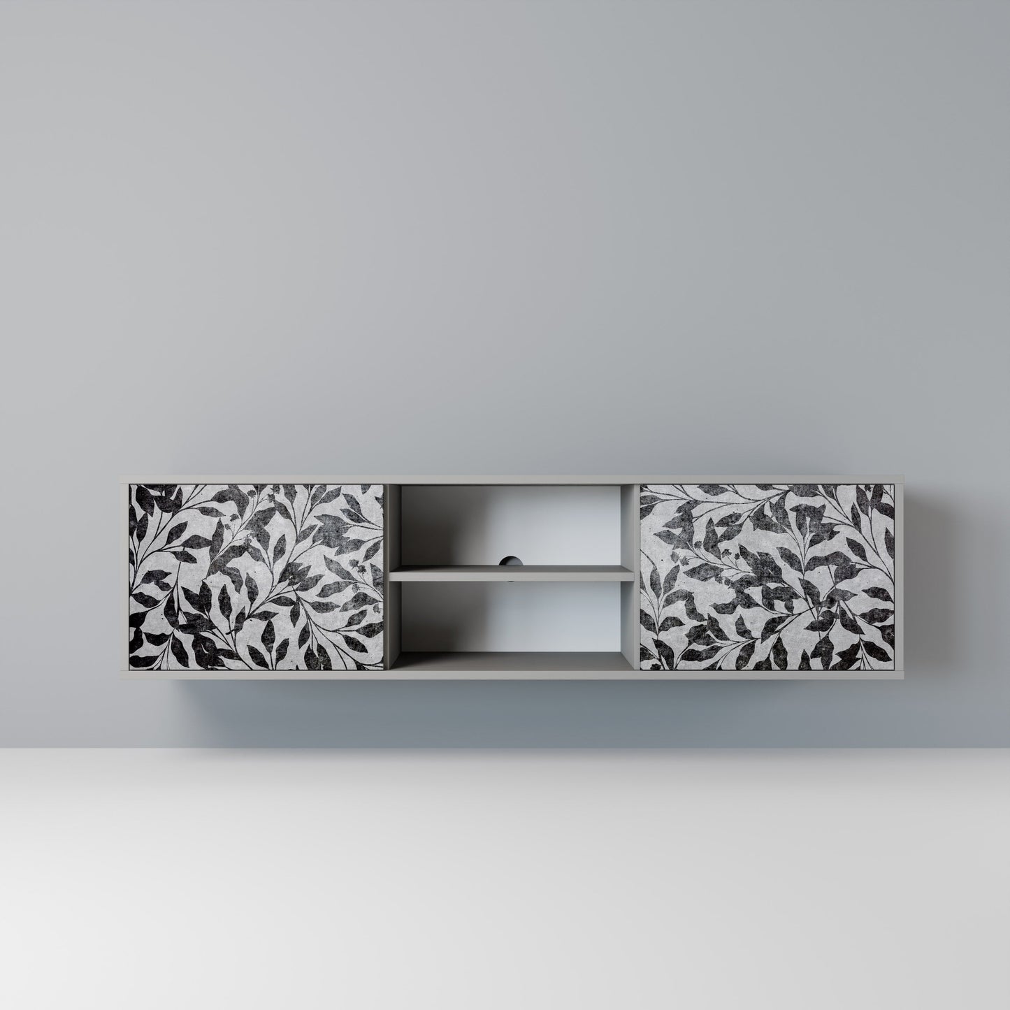 CHARCOAL SPROUT 2-Door TV Stand in Grey Finish