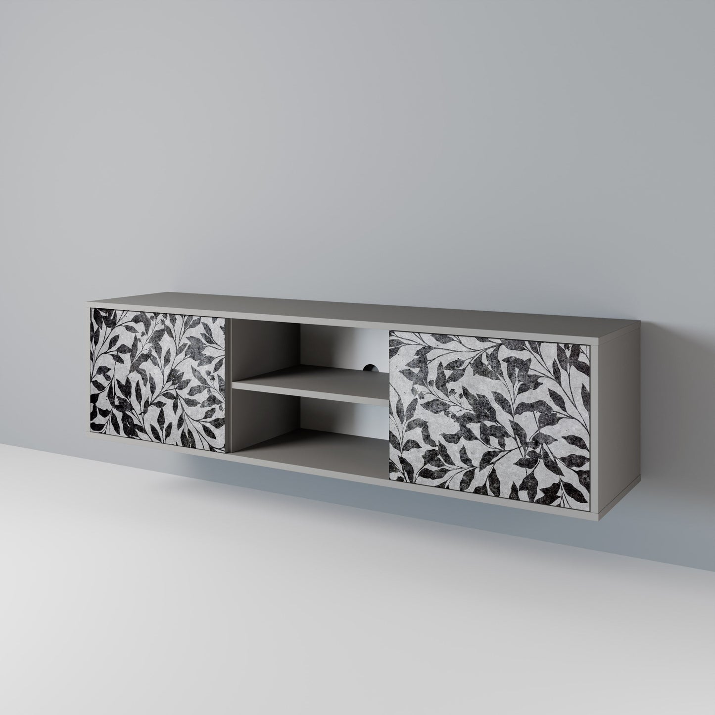 CHARCOAL SPROUT 2-Door TV Stand in Grey Finish