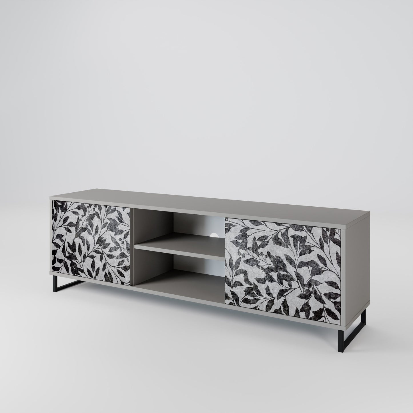 CHARCOAL SPROUT 2-Door TV Stand in Grey Finish