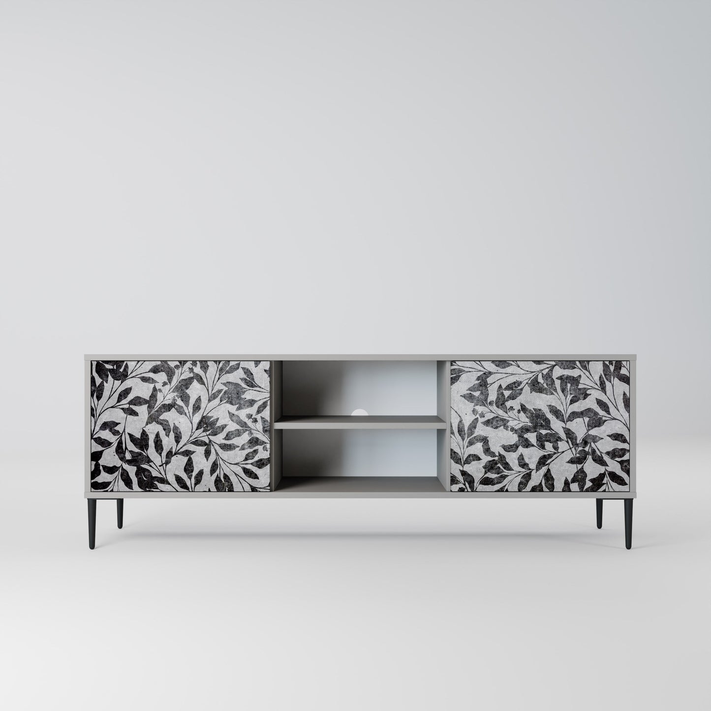 CHARCOAL SPROUT 2-Door TV Stand in Grey Finish