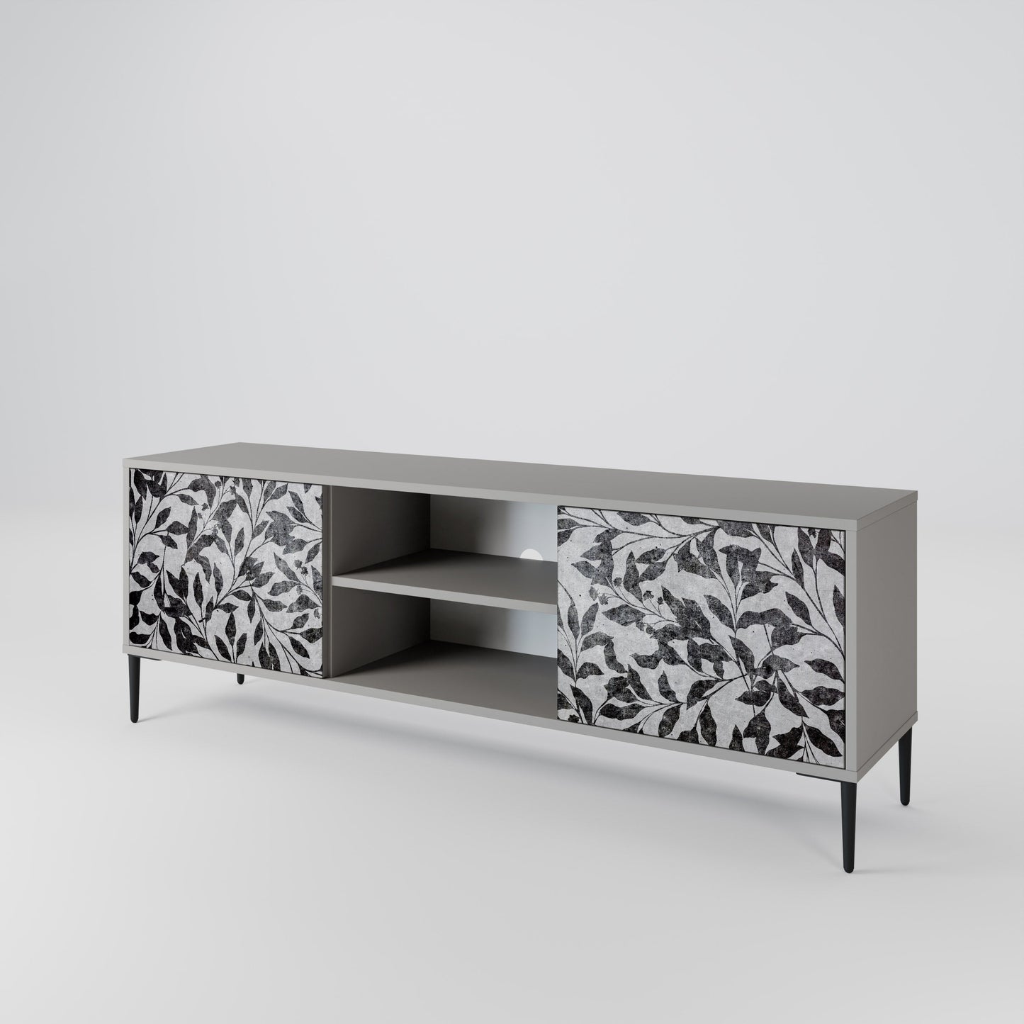 CHARCOAL SPROUT 2-Door TV Stand in Grey Finish