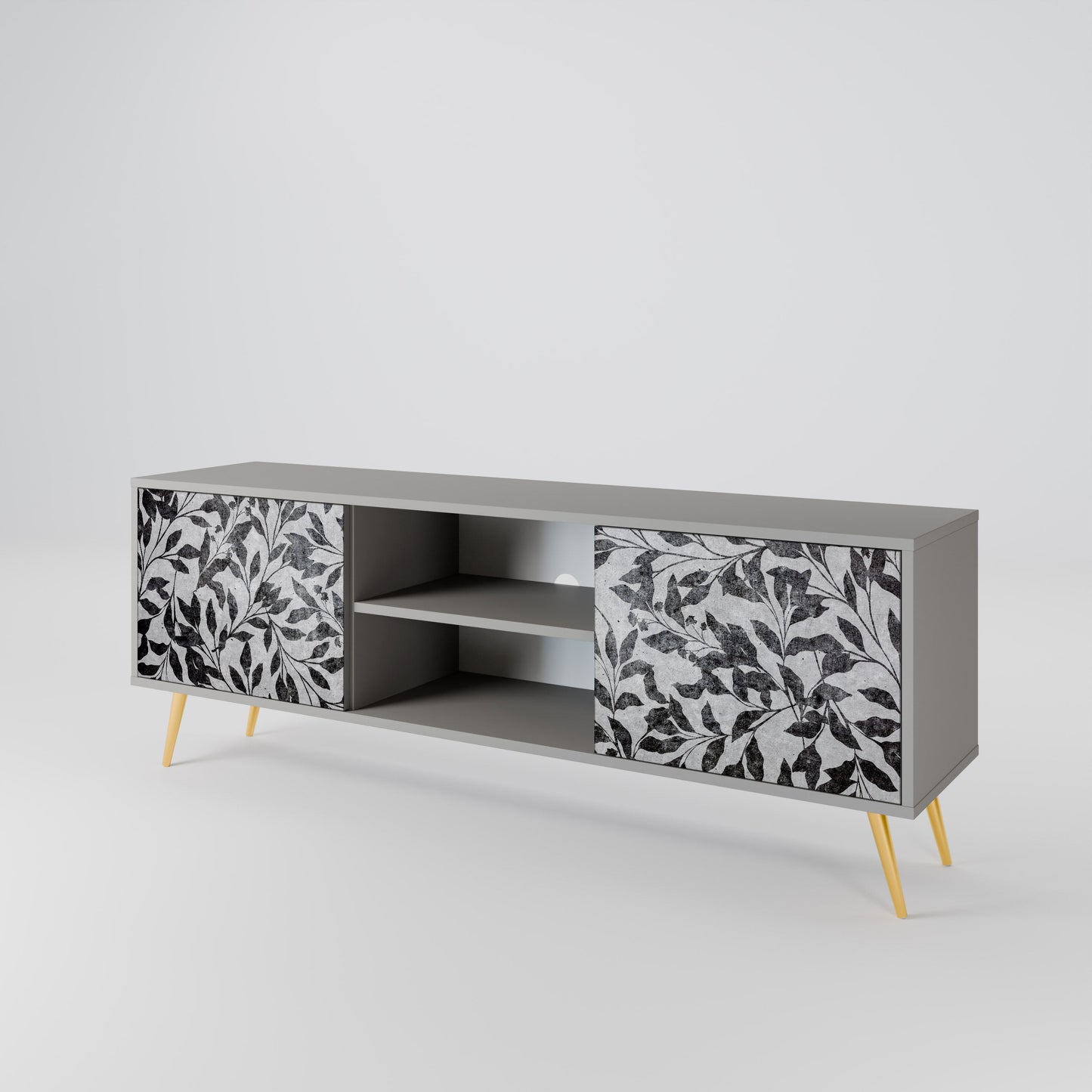 CHARCOAL SPROUT 2-Door TV Stand in Grey Finish