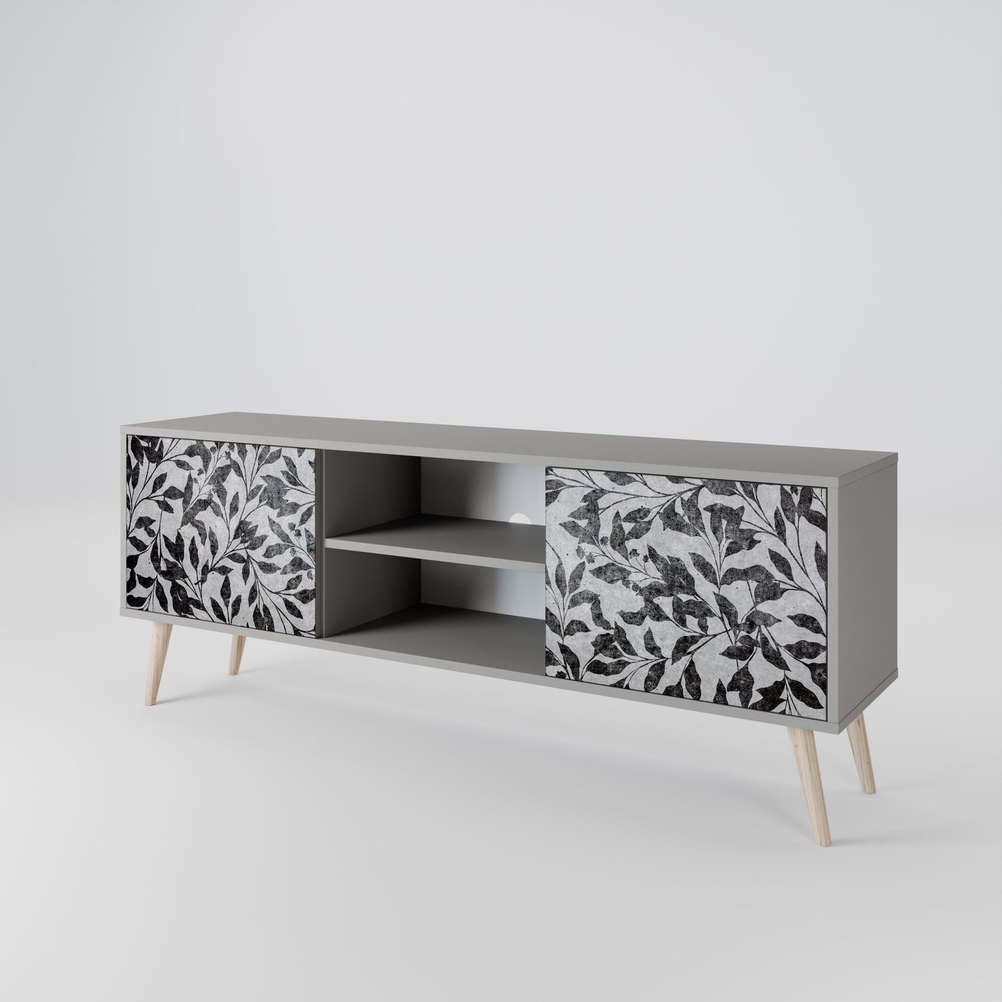 CHARCOAL SPROUT 2-Door TV Stand in Grey Finish