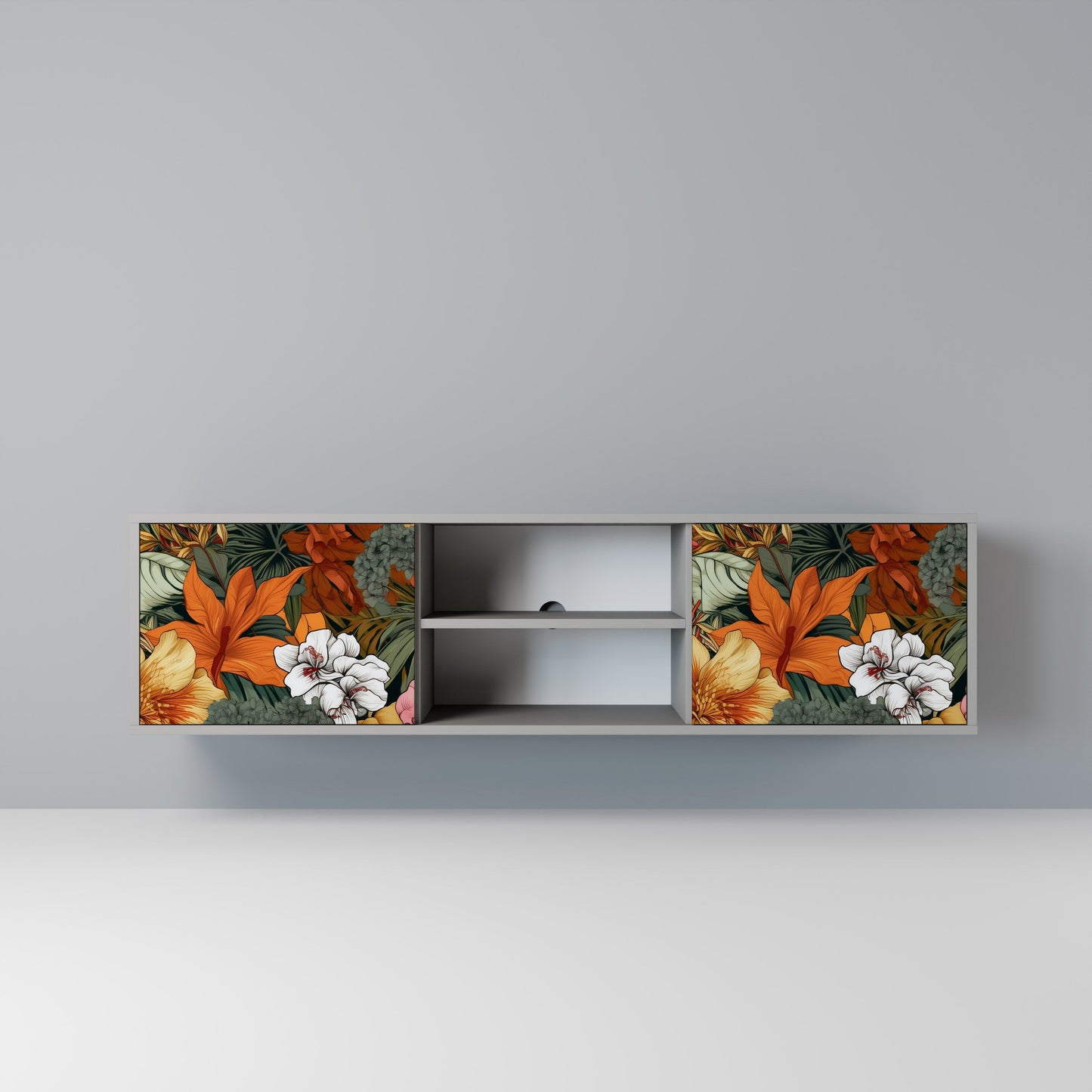 RADIANT FLORA 2-Door TV Stand in Grey Finish