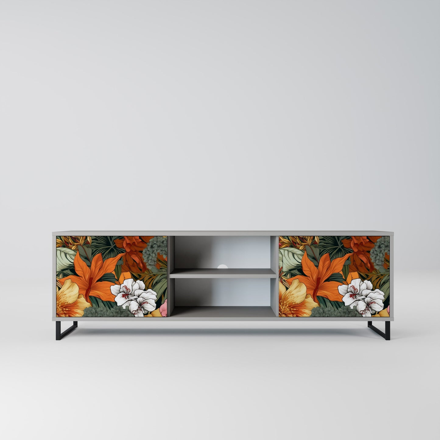 RADIANT FLORA 2-Door TV Stand in Grey Finish