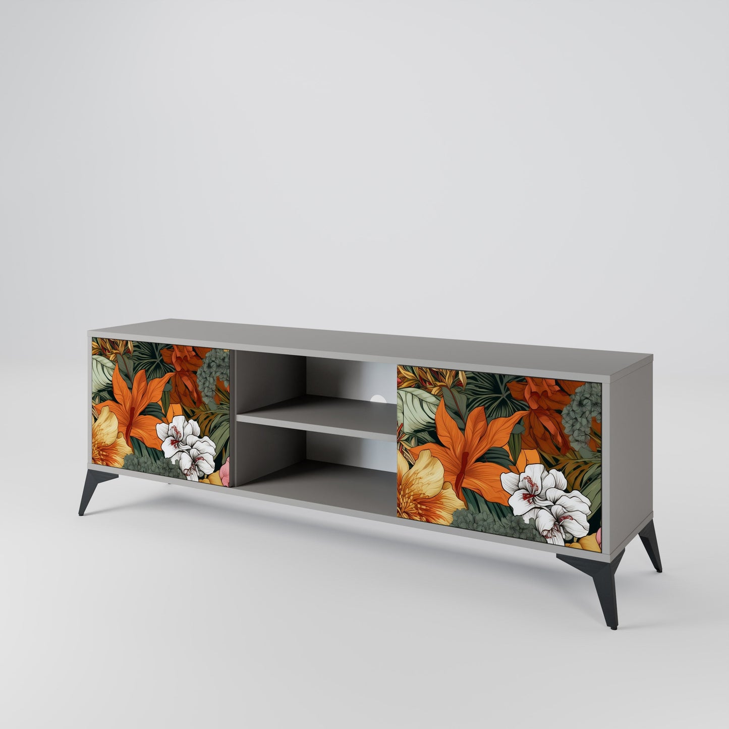 RADIANT FLORA 2-Door TV Stand in Grey Finish