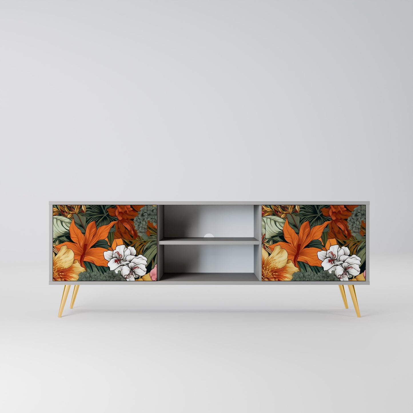 RADIANT FLORA 2-Door TV Stand in Grey Finish