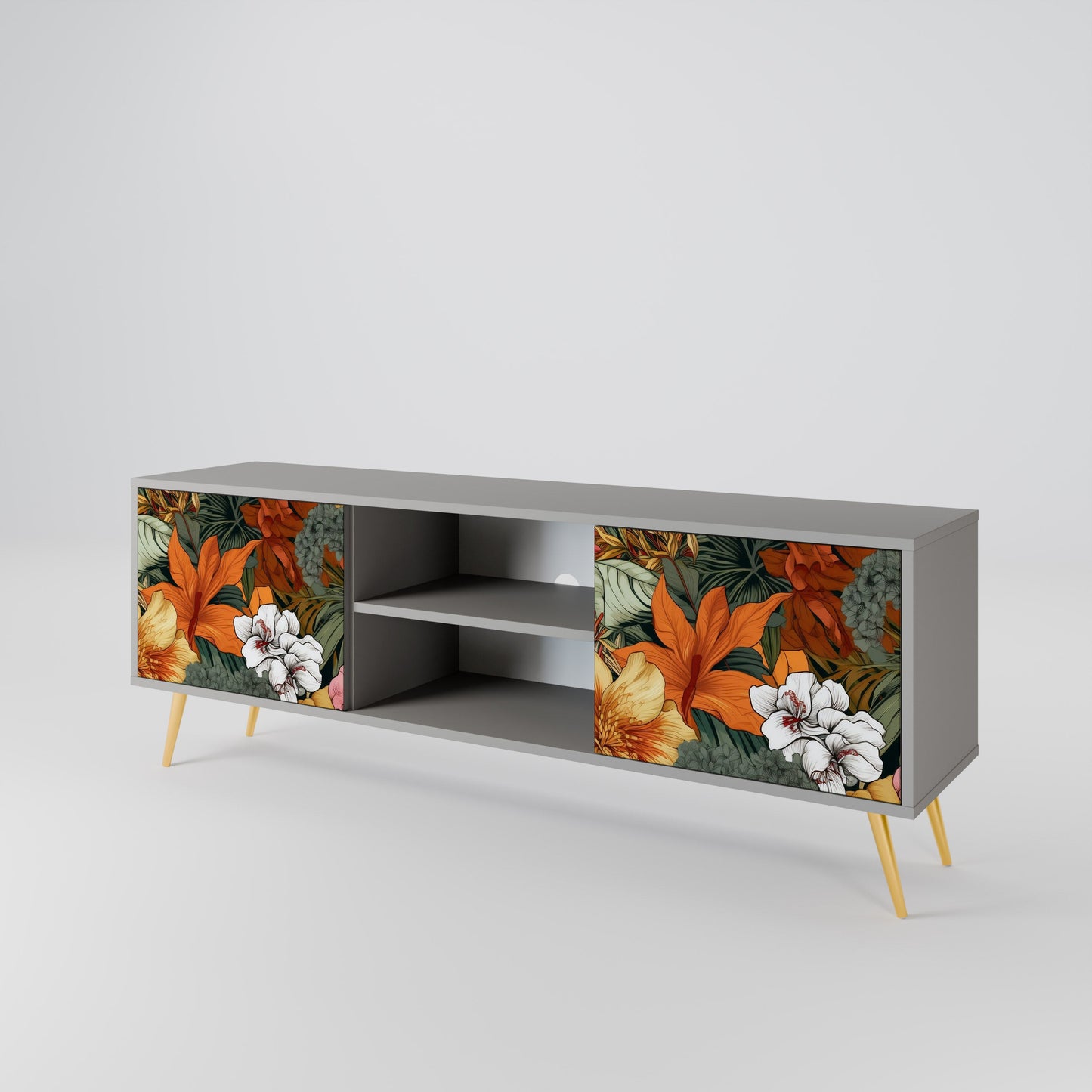 RADIANT FLORA 2-Door TV Stand in Grey Finish