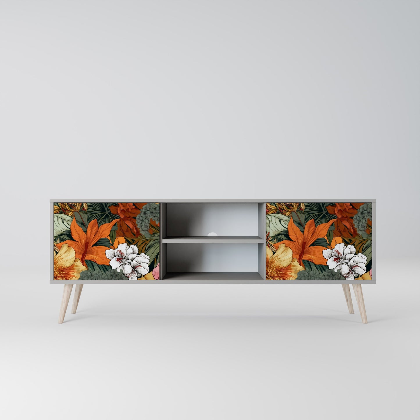 RADIANT FLORA 2-Door TV Stand in Grey Finish