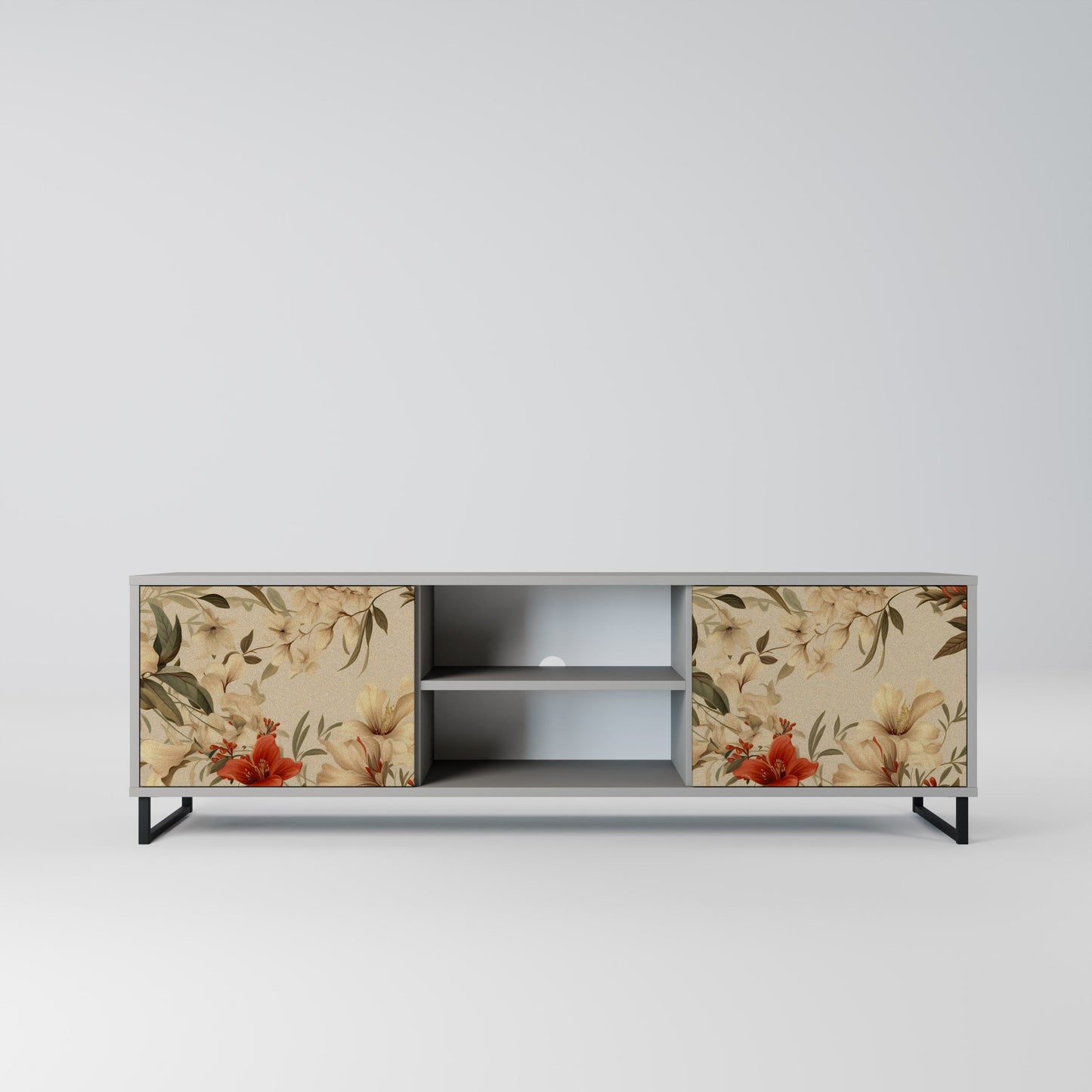 BLOOMING HARMONY 2-Door TV Stand in Grey Finish