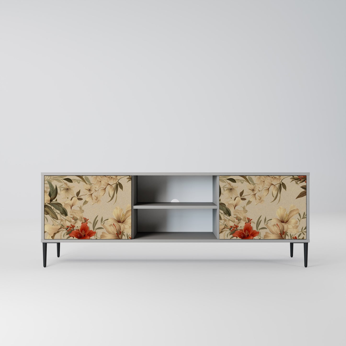 BLOOMING HARMONY 2-Door TV Stand in Grey Finish