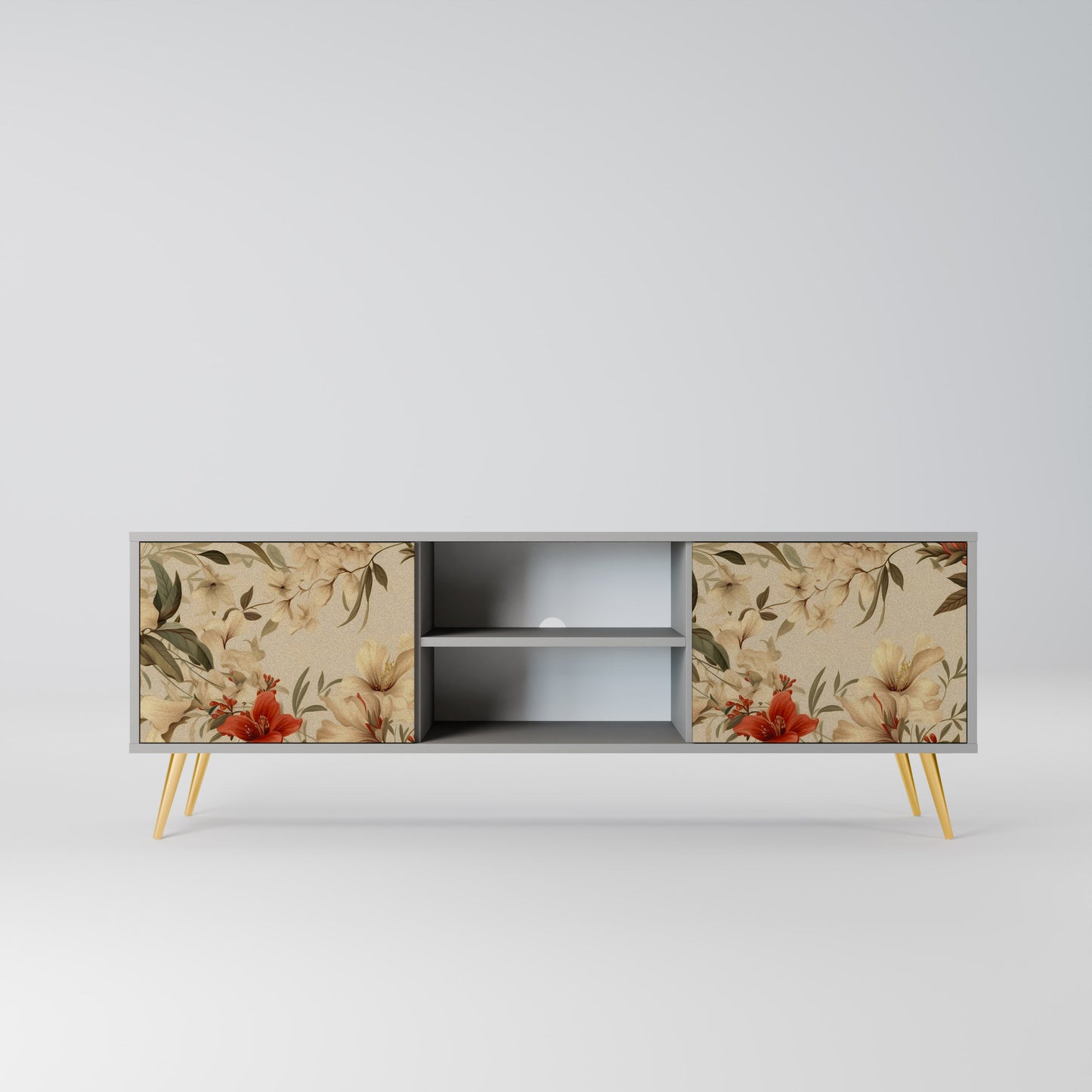 BLOOMING HARMONY 2-Door TV Stand in Grey Finish
