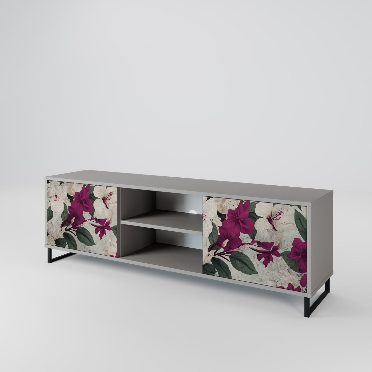 FLOWERET DREAM 2-Door TV Stand in Grey Finish
