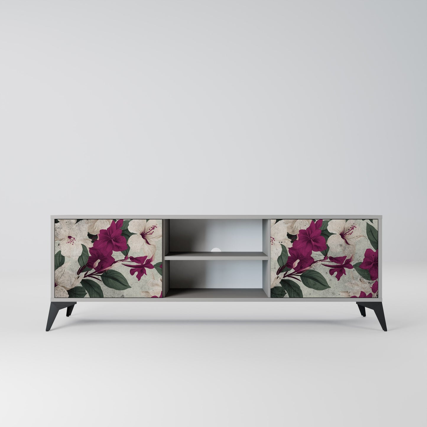 FLOWERET DREAM 2-Door TV Stand in Grey Finish