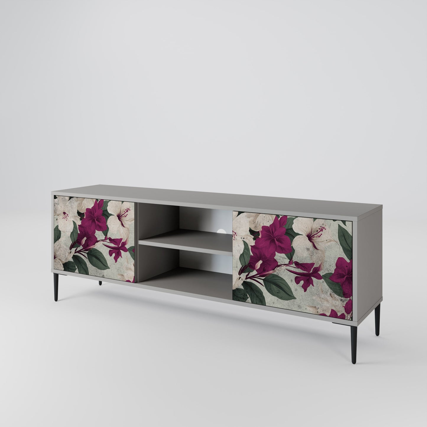FLOWERET DREAM 2-Door TV Stand in Grey Finish