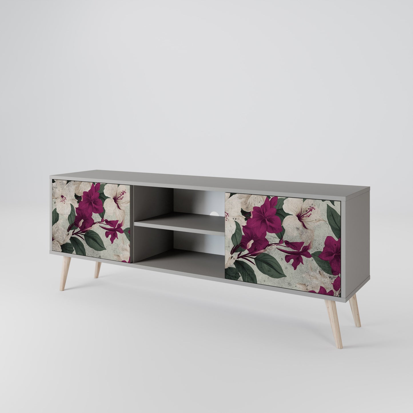 FLOWERET DREAM 2-Door TV Stand in Grey Finish